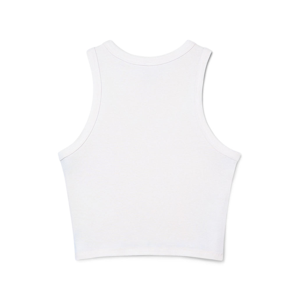 Pretty Girls Eat Dessert Racer Tank Top — Cute Retro Pink Graphic Crop Top
