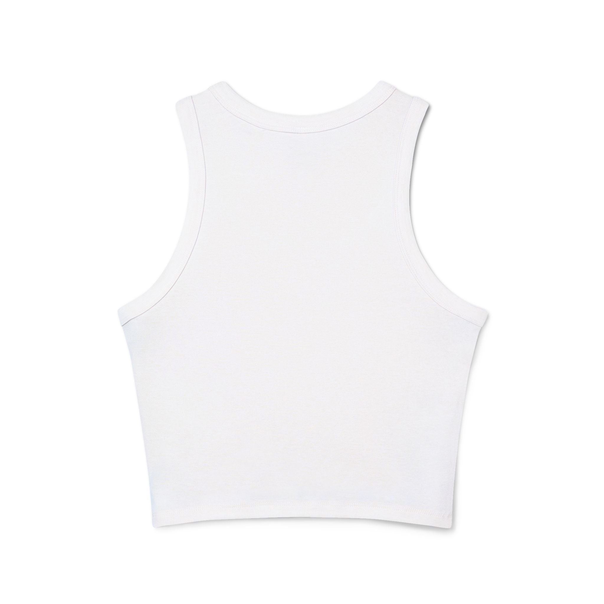 Pretty Girls Eat Dessert Racer Tank Top — Cute Retro Pink Graphic Crop Top